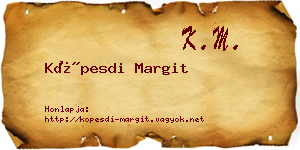 Köpesdi Margit névjegykártya